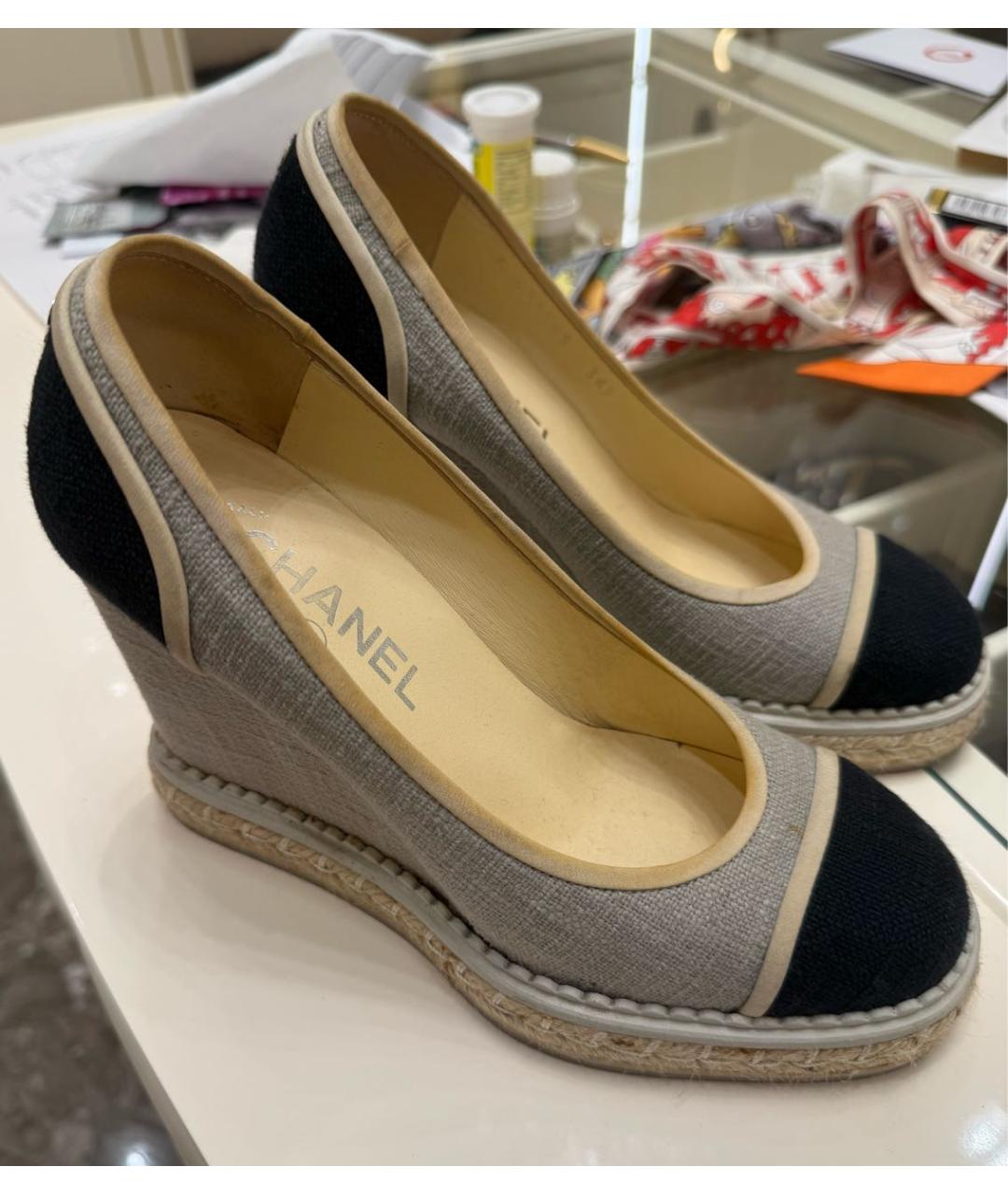 CHANEL Серые текстильные туфли, фото 2