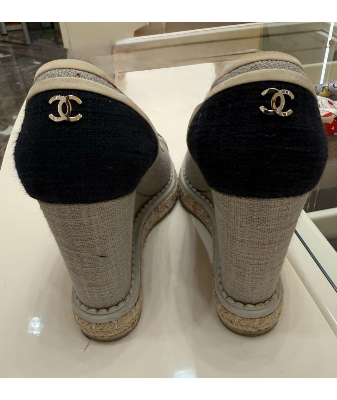 CHANEL Серые текстильные туфли, фото 3