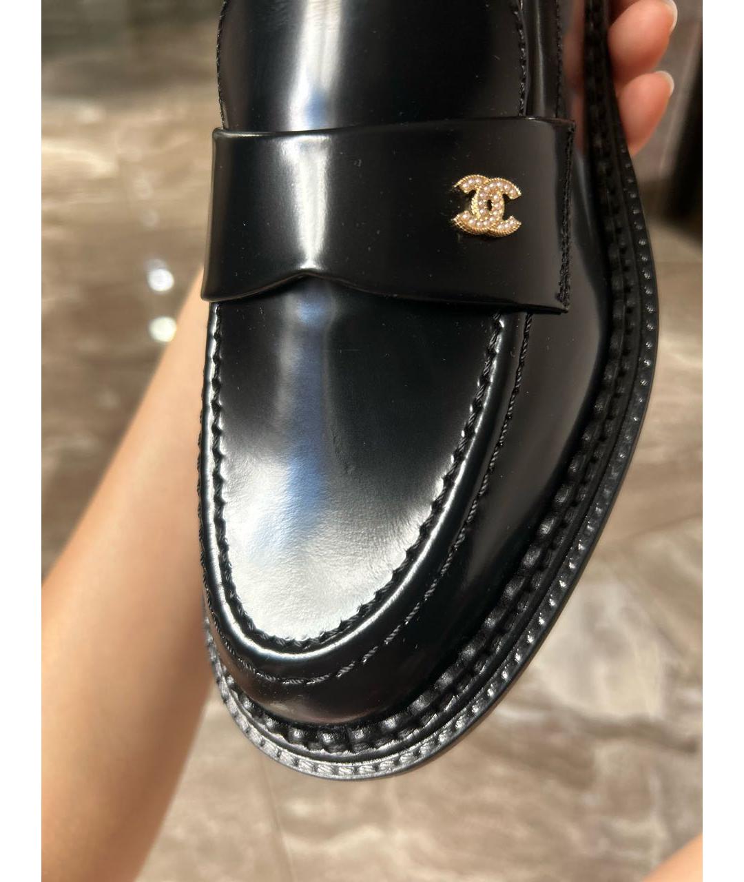 CHANEL Черные кожаные лоферы, фото 7