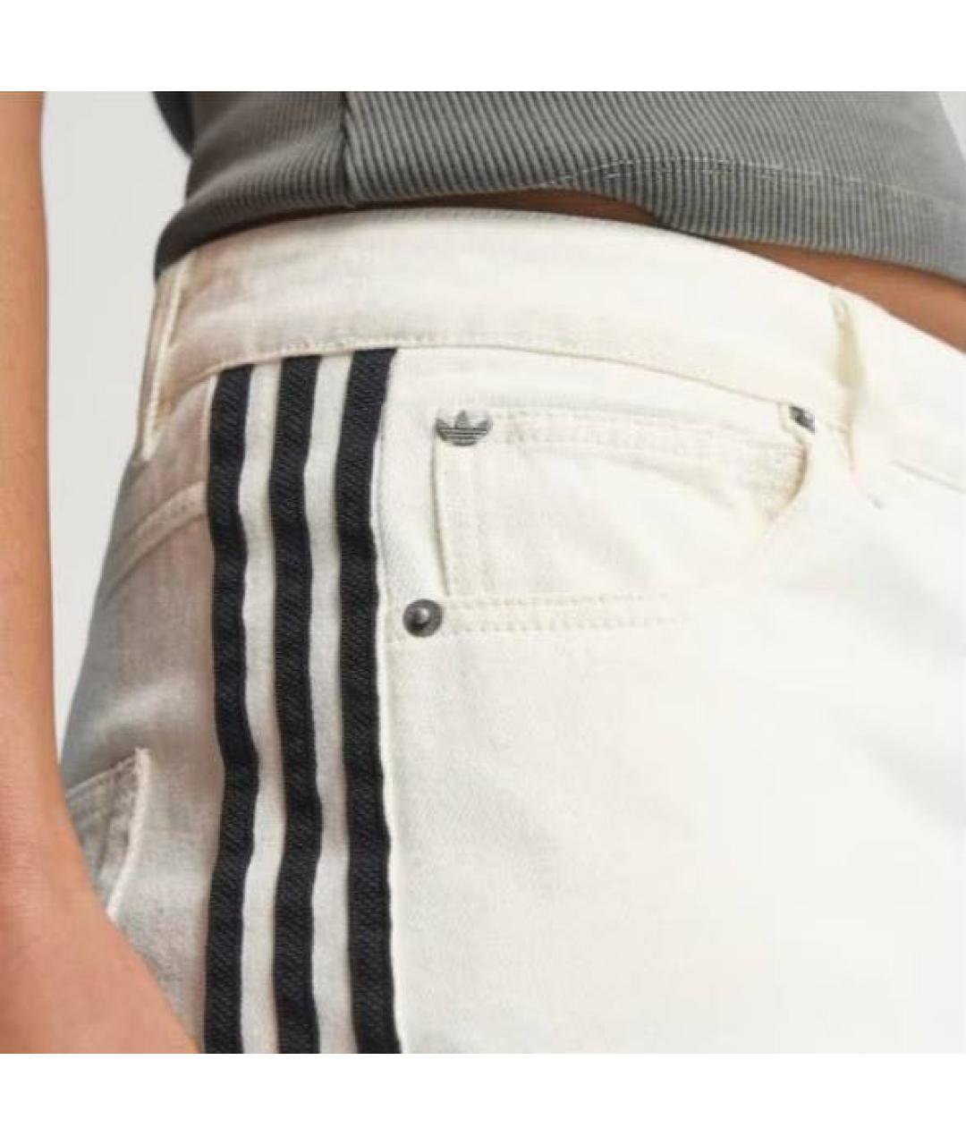 ADIDAS Белые хлопковые прямые джинсы, фото 3