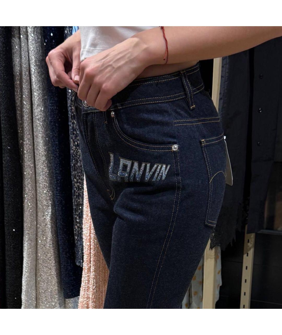 LANVIN Темно-синие хлопковые джинсы клеш, фото 4