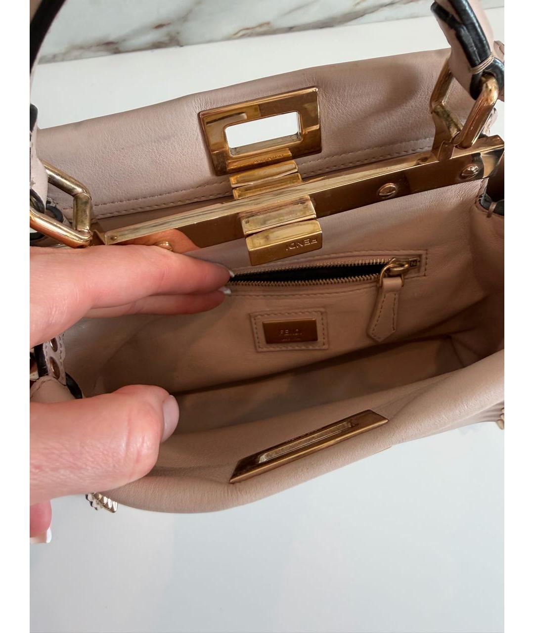 FENDI Розовая кожаная сумка тоут, фото 4