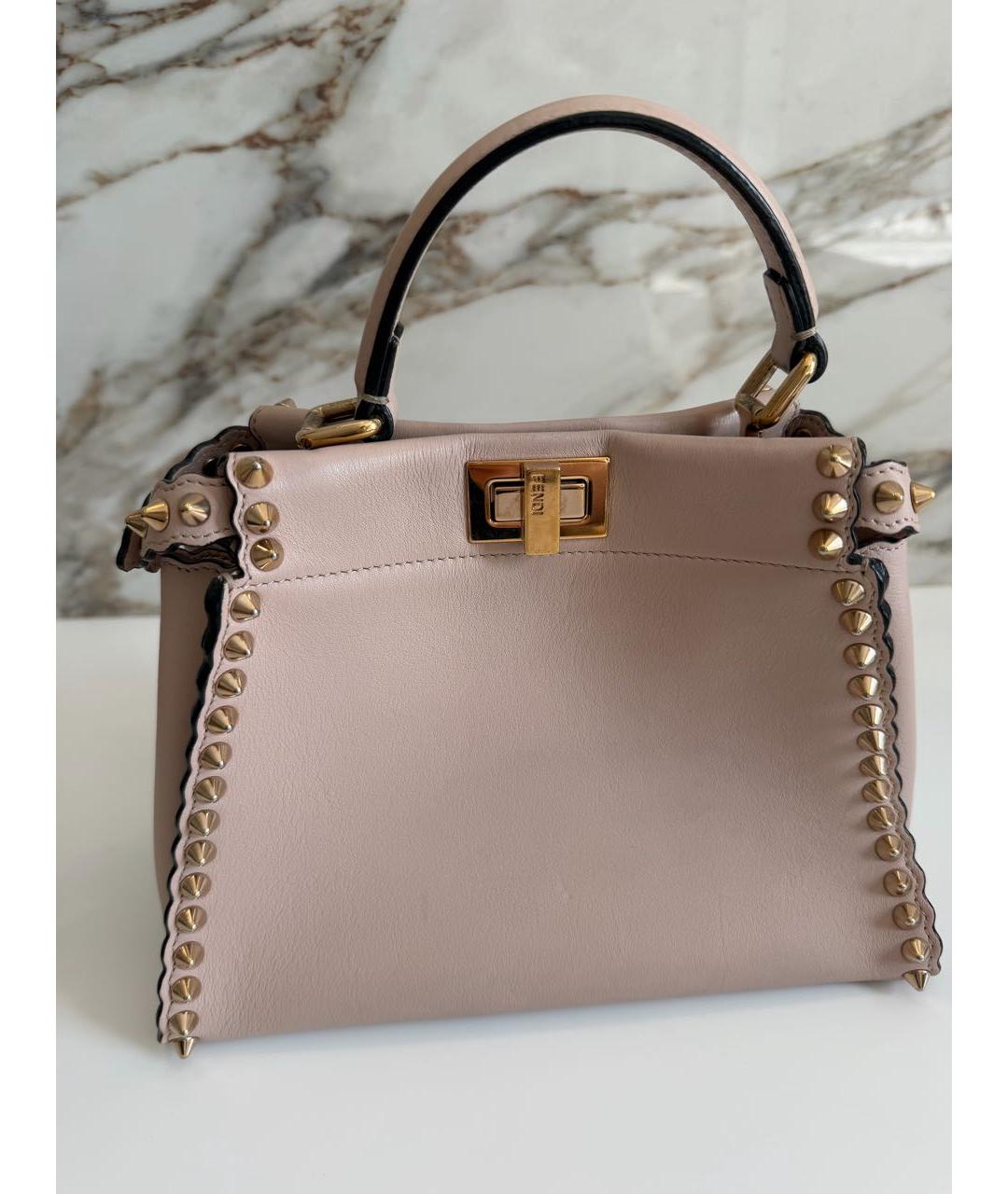 FENDI Розовая кожаная сумка тоут, фото 3