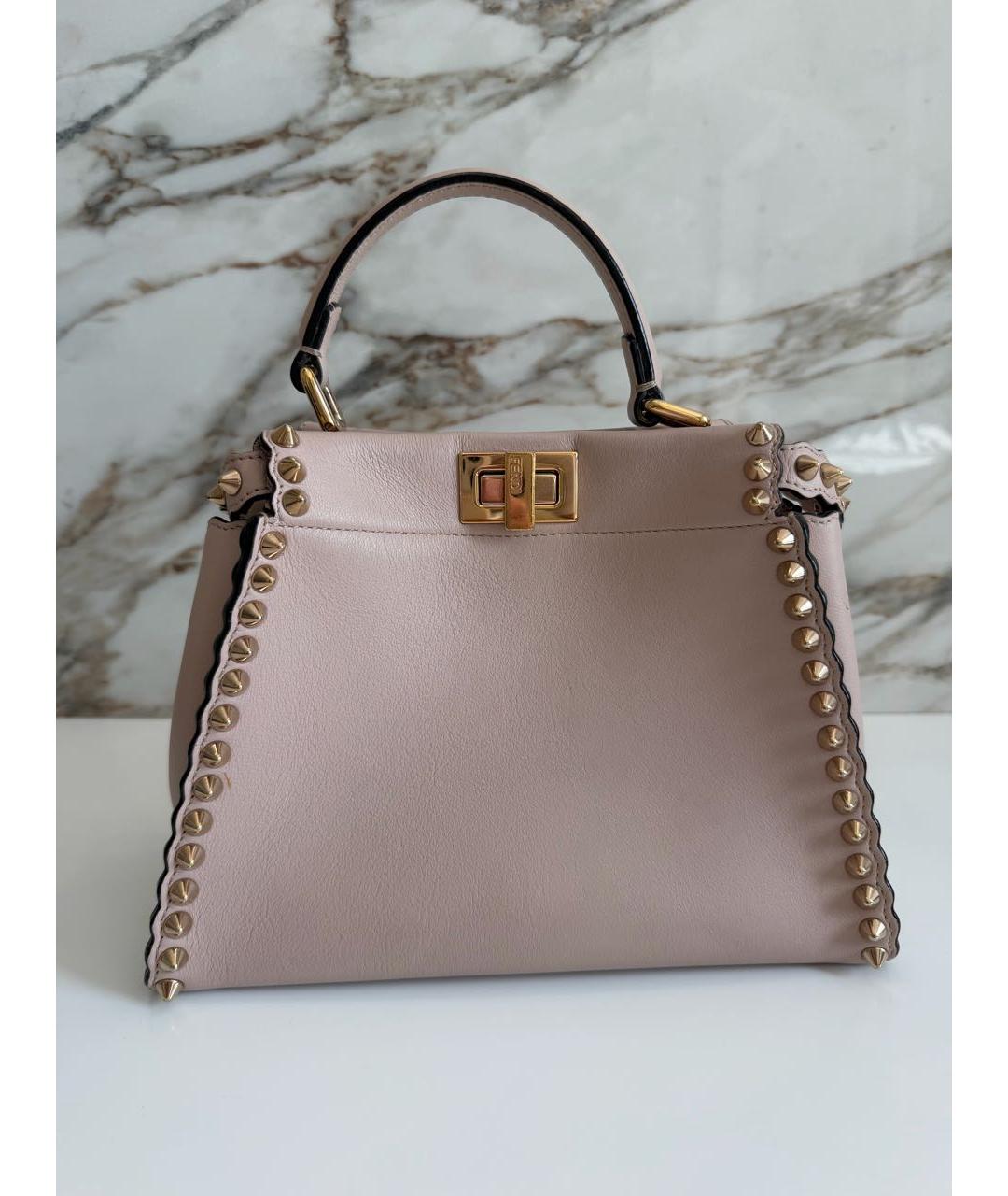 FENDI Розовая кожаная сумка тоут, фото 7