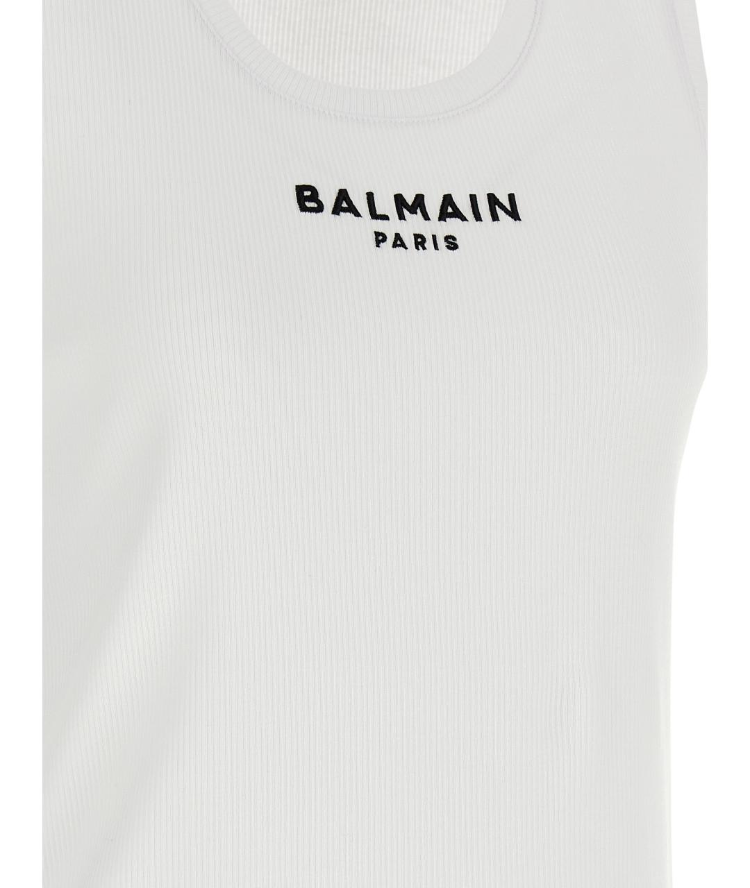 BALMAIN Белая хлопковая майка, фото 4