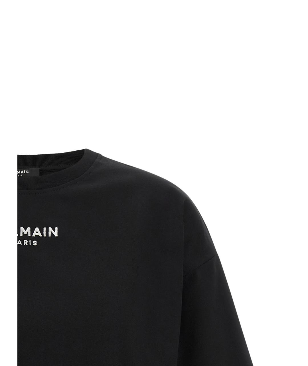 BALMAIN Черная хлопковая футболка, фото 3