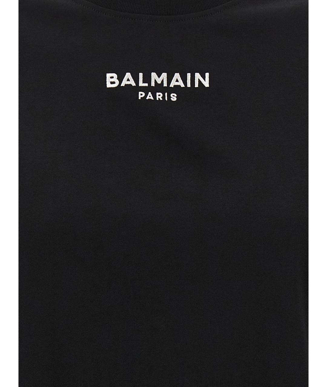 BALMAIN Черная хлопковая футболка, фото 4