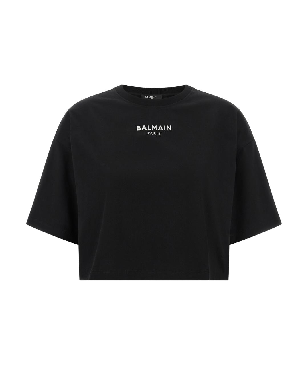 BALMAIN Черная хлопковая футболка, фото 1