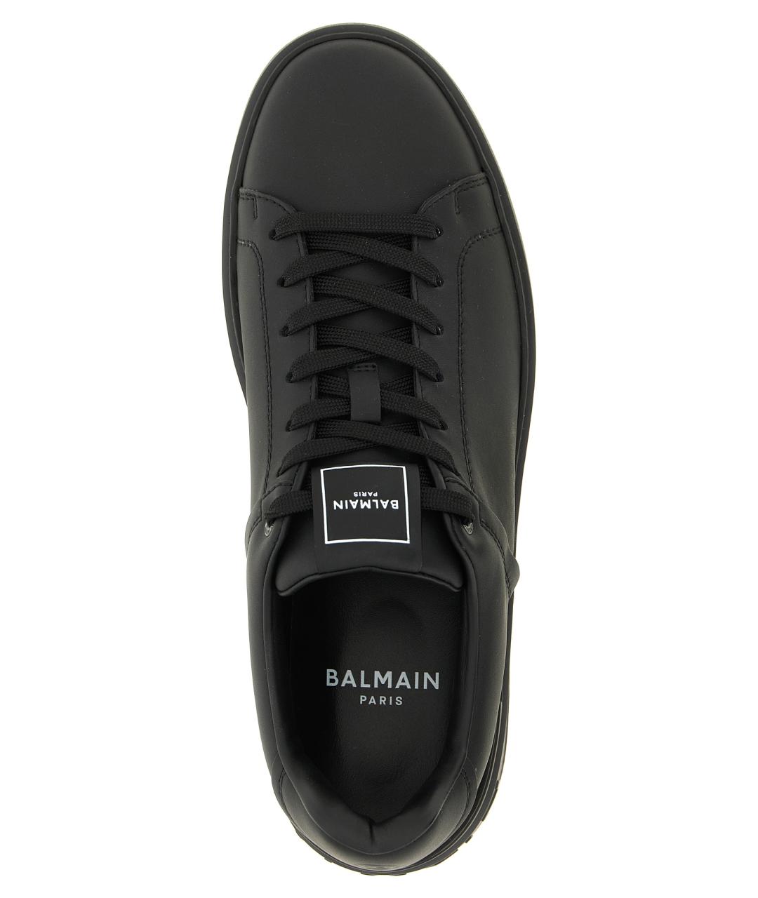 BALMAIN Черные кожаные низкие кроссовки / кеды, фото 4