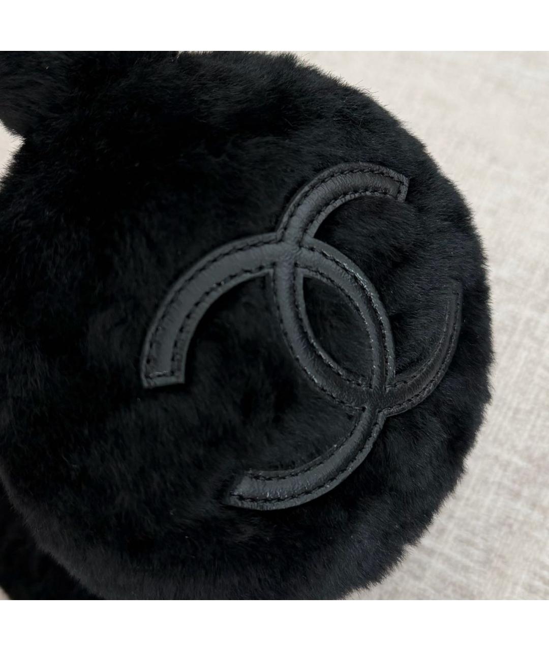 CHANEL Черные кашемировые наушники, фото 3