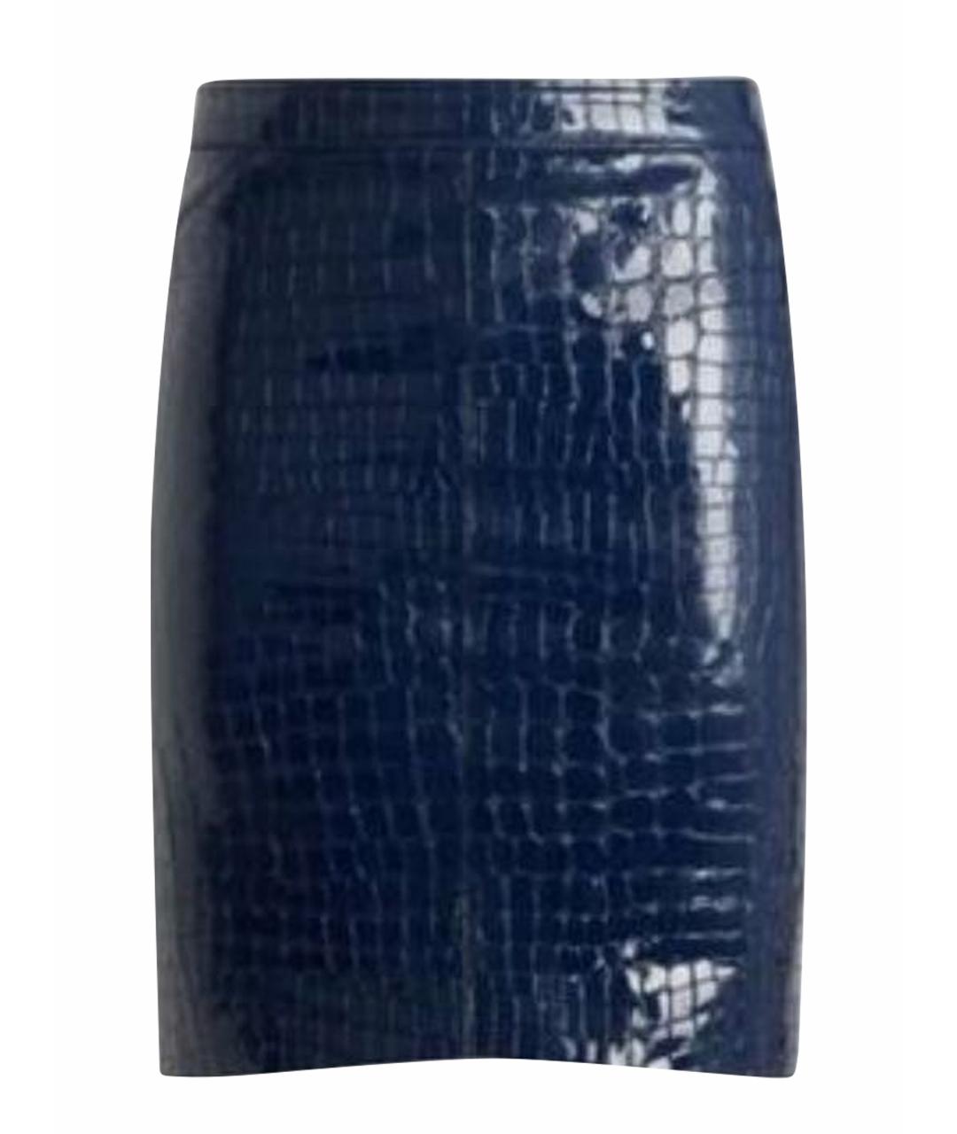 TOM FORD Синяя кожаная юбка миди, фото 1