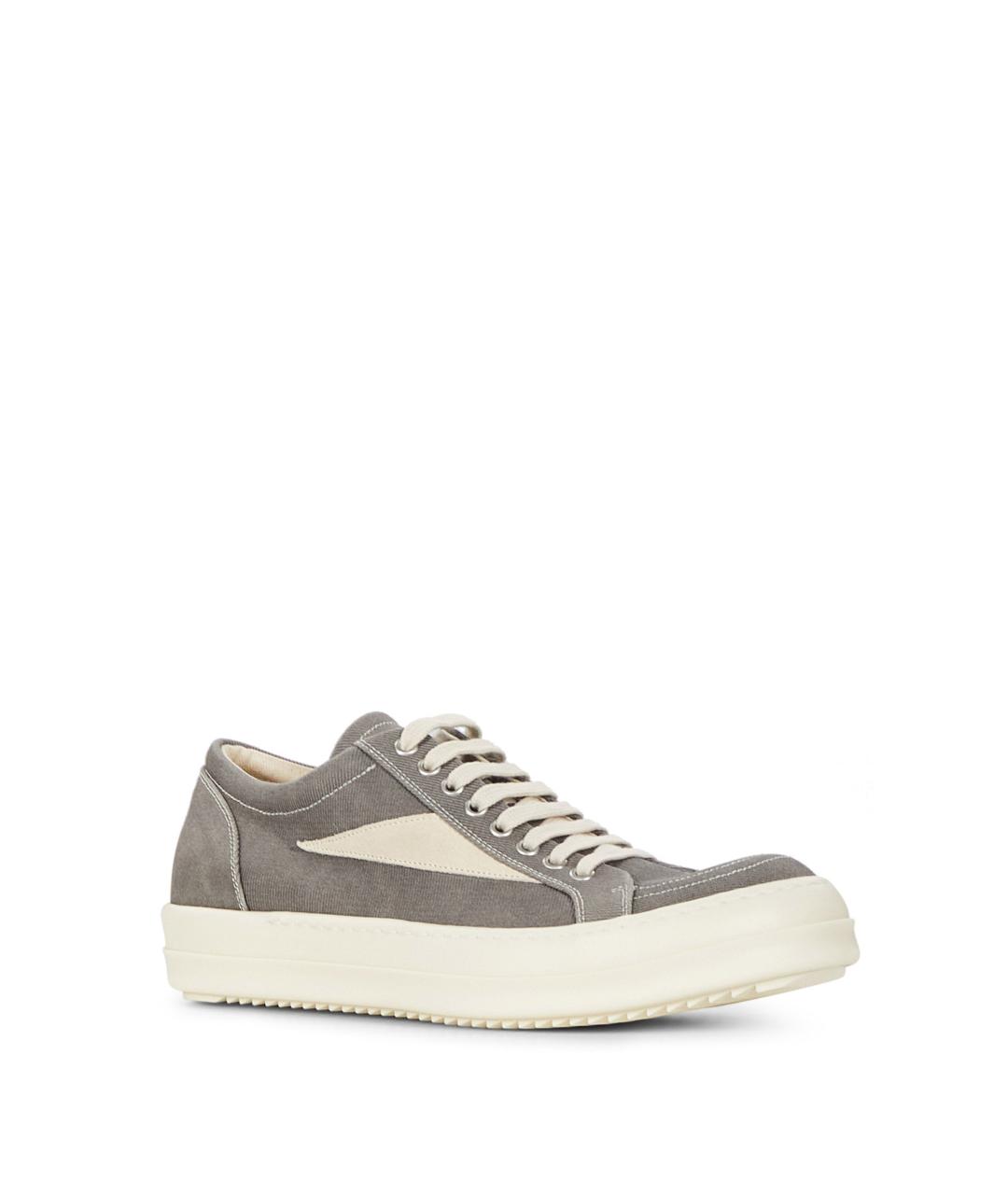 RICK OWENS DRKSHDW Серые текстильные низкие кроссовки / кеды, фото 2