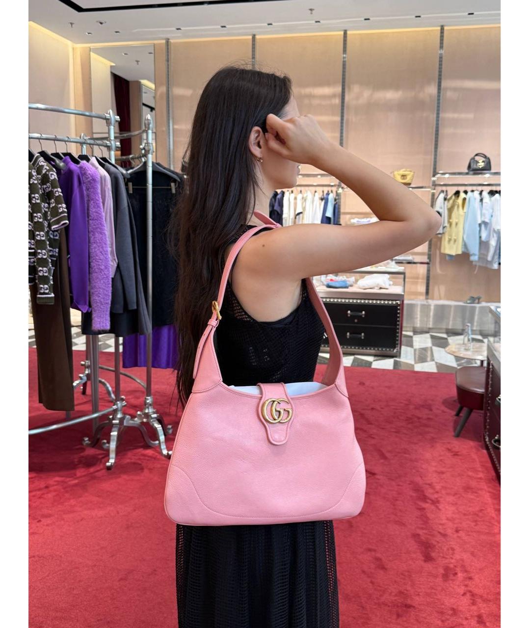 GUCCI Розовая кожаная сумка с короткими ручками, фото 2