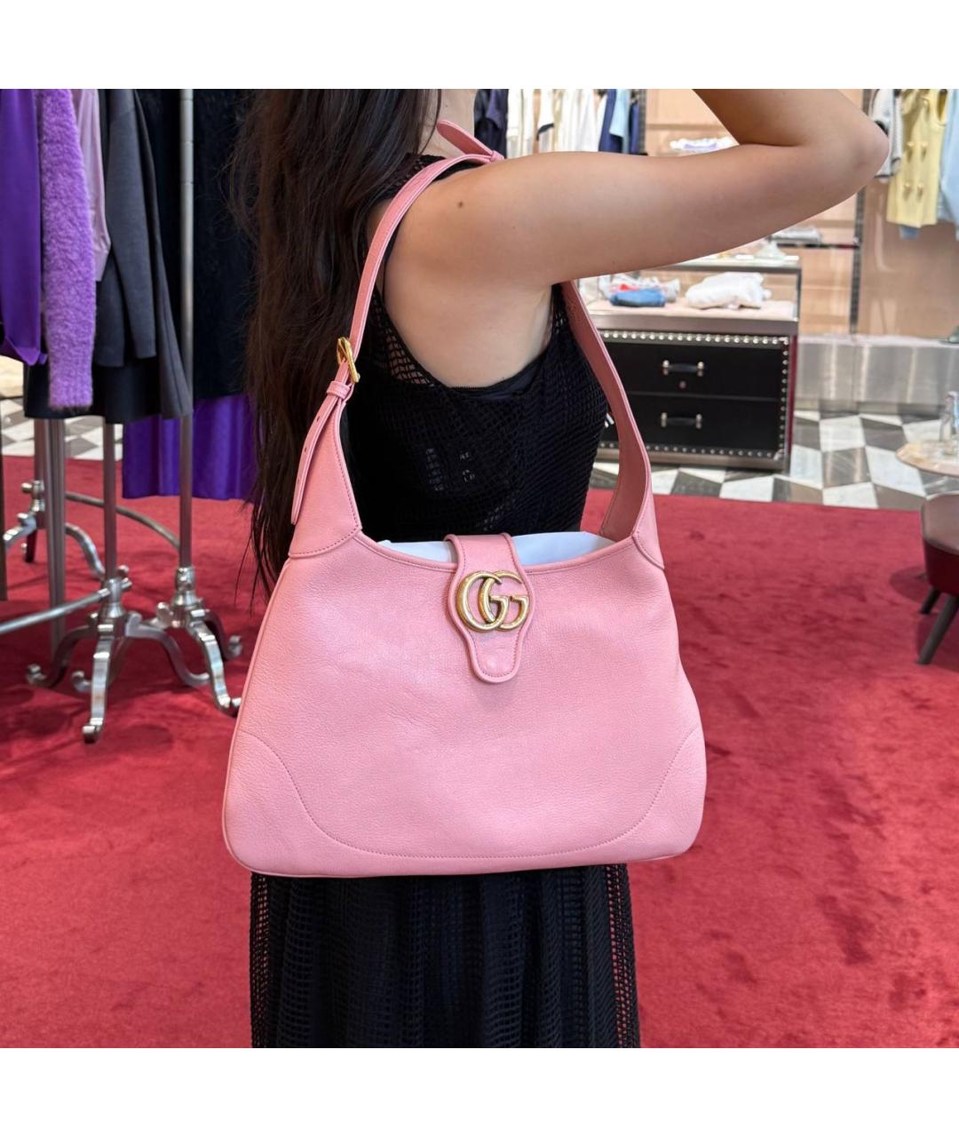 GUCCI Розовая кожаная сумка с короткими ручками, фото 3