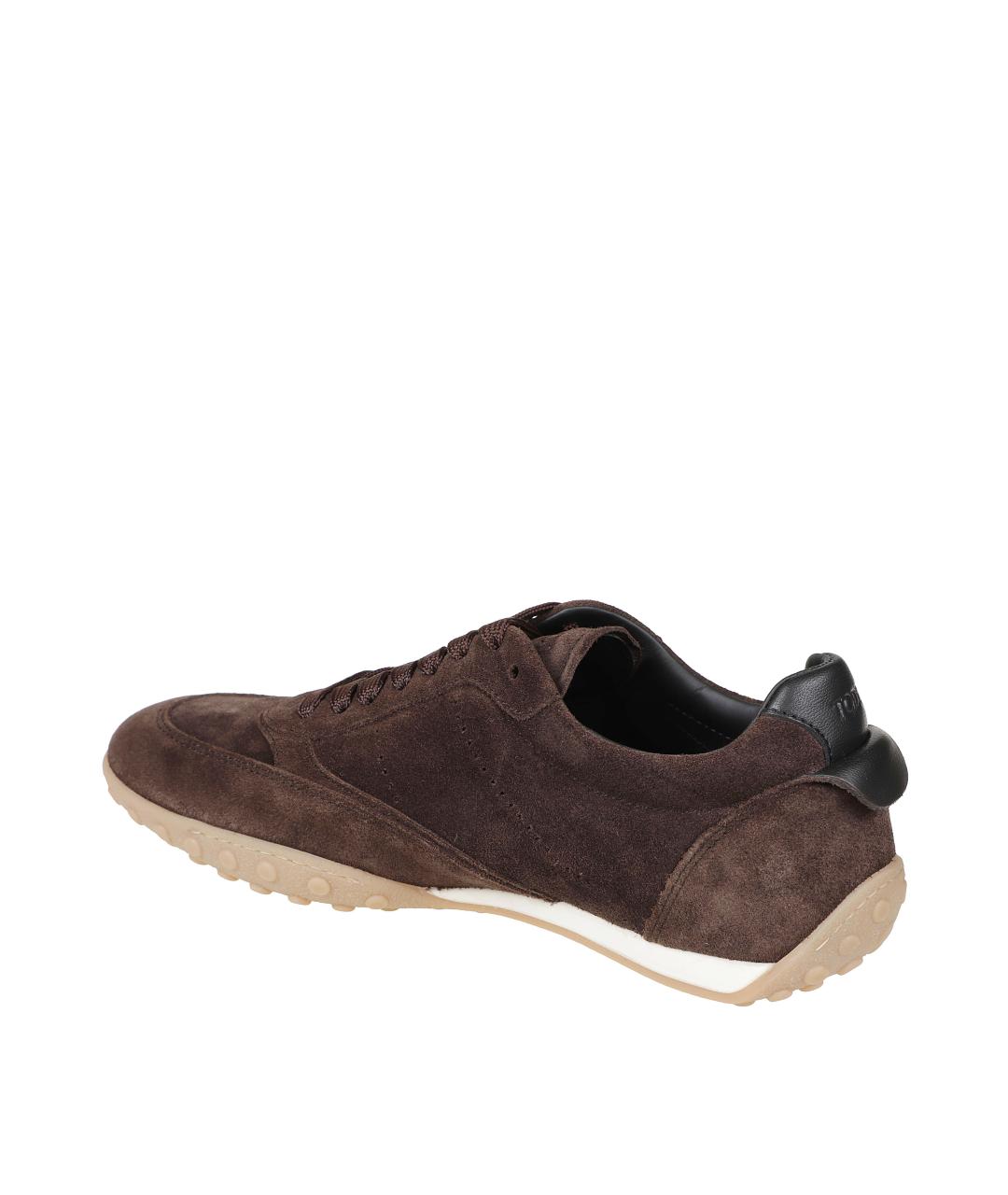 TOD'S Коричневые кожаные низкие кроссовки / кеды, фото 3
