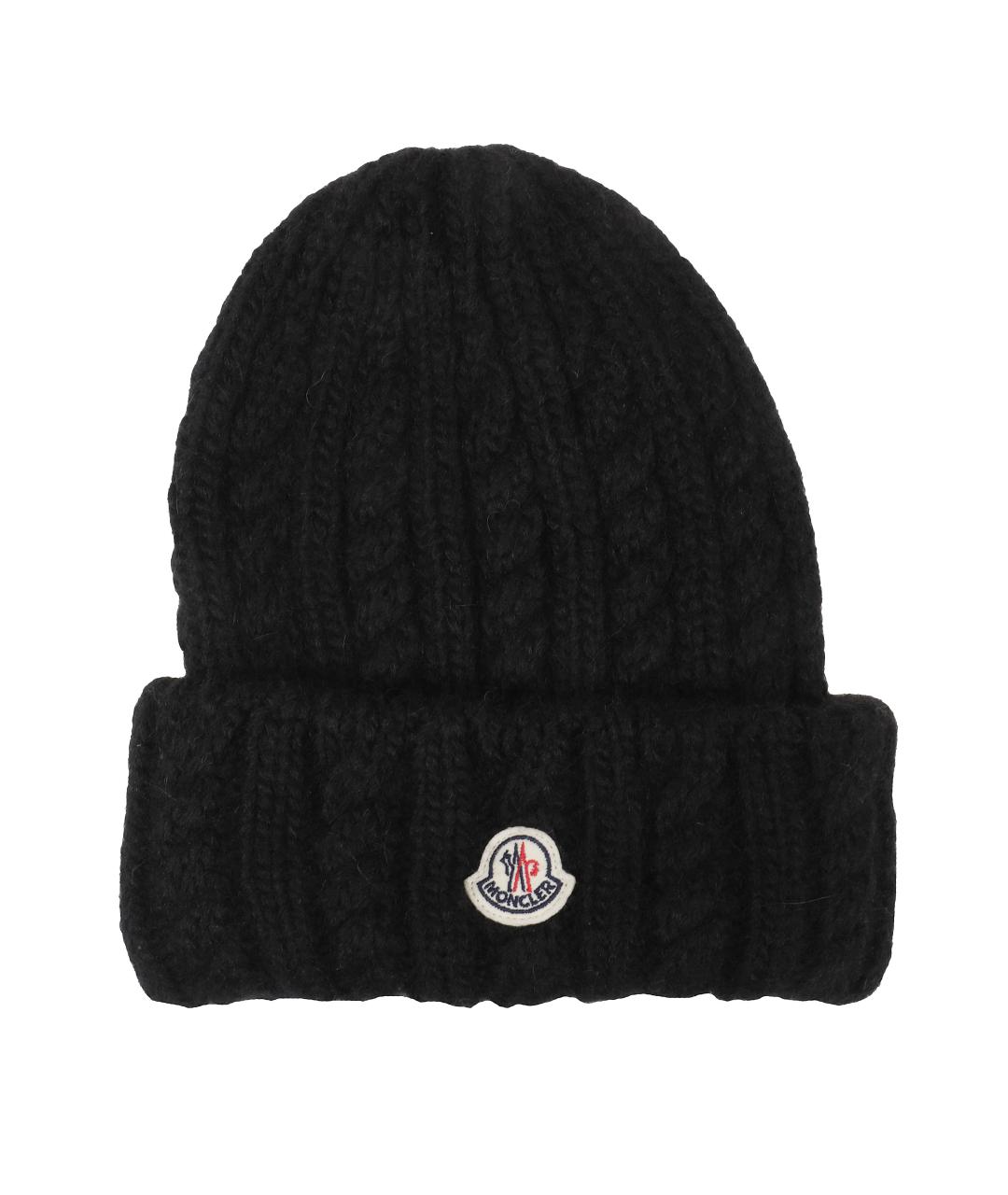 MONCLER Черная шерстяная шапка, фото 1