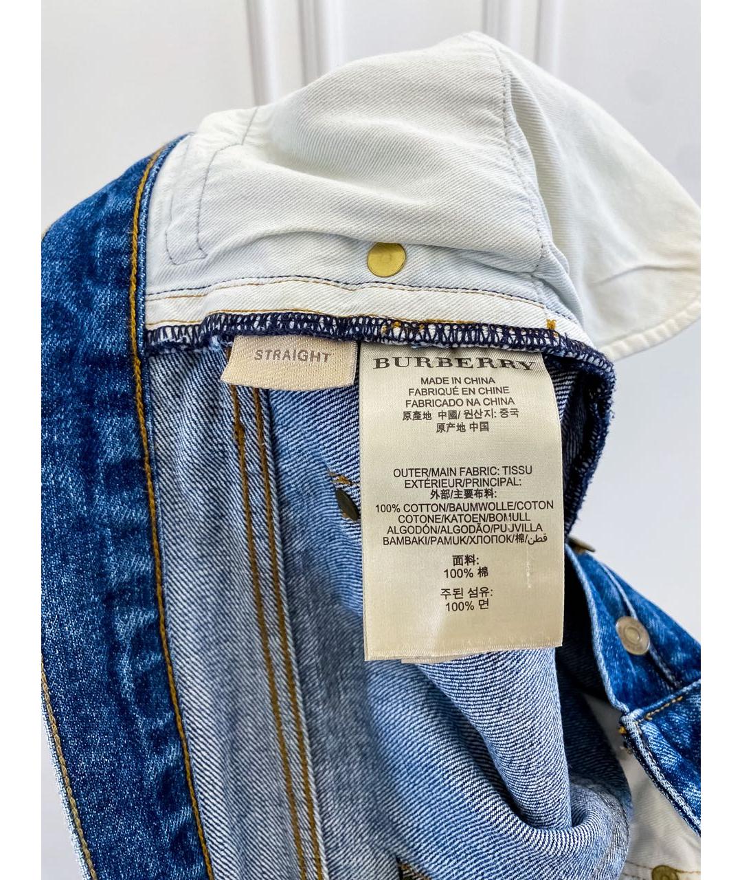 BURBERRY Синие хлопковые прямые джинсы, фото 6