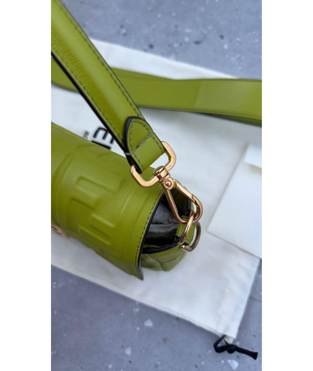 FENDI Зеленая кожаная сумка через плечо, фото 4
