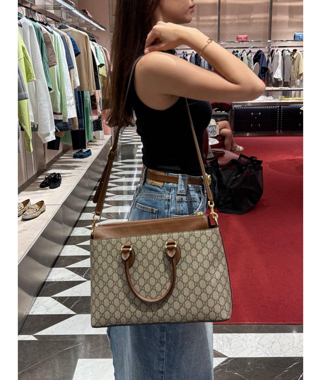 GUCCI Коричневая сумка тоут, фото 3