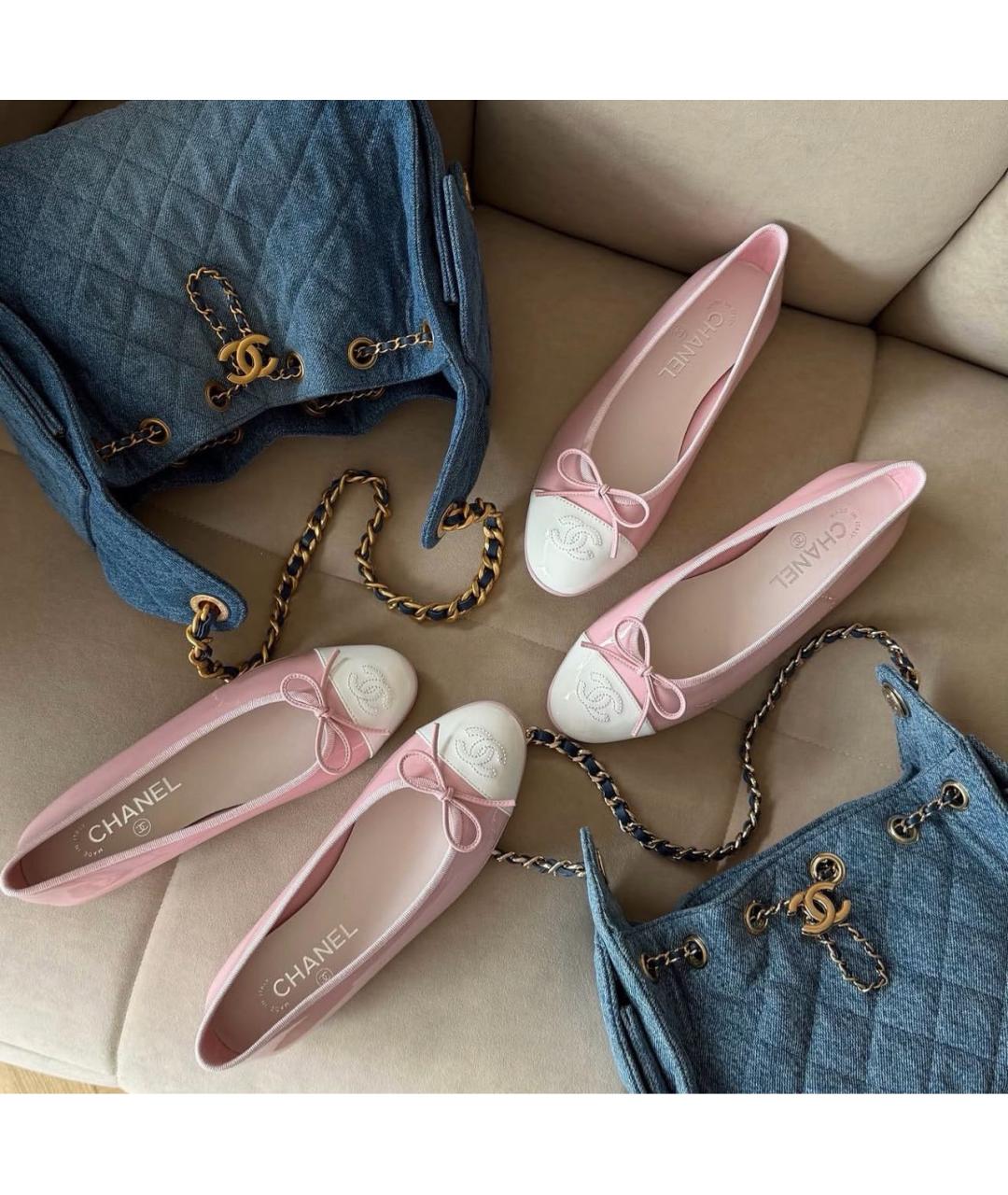CHANEL Розовые балетки из лакированной кожи, фото 6