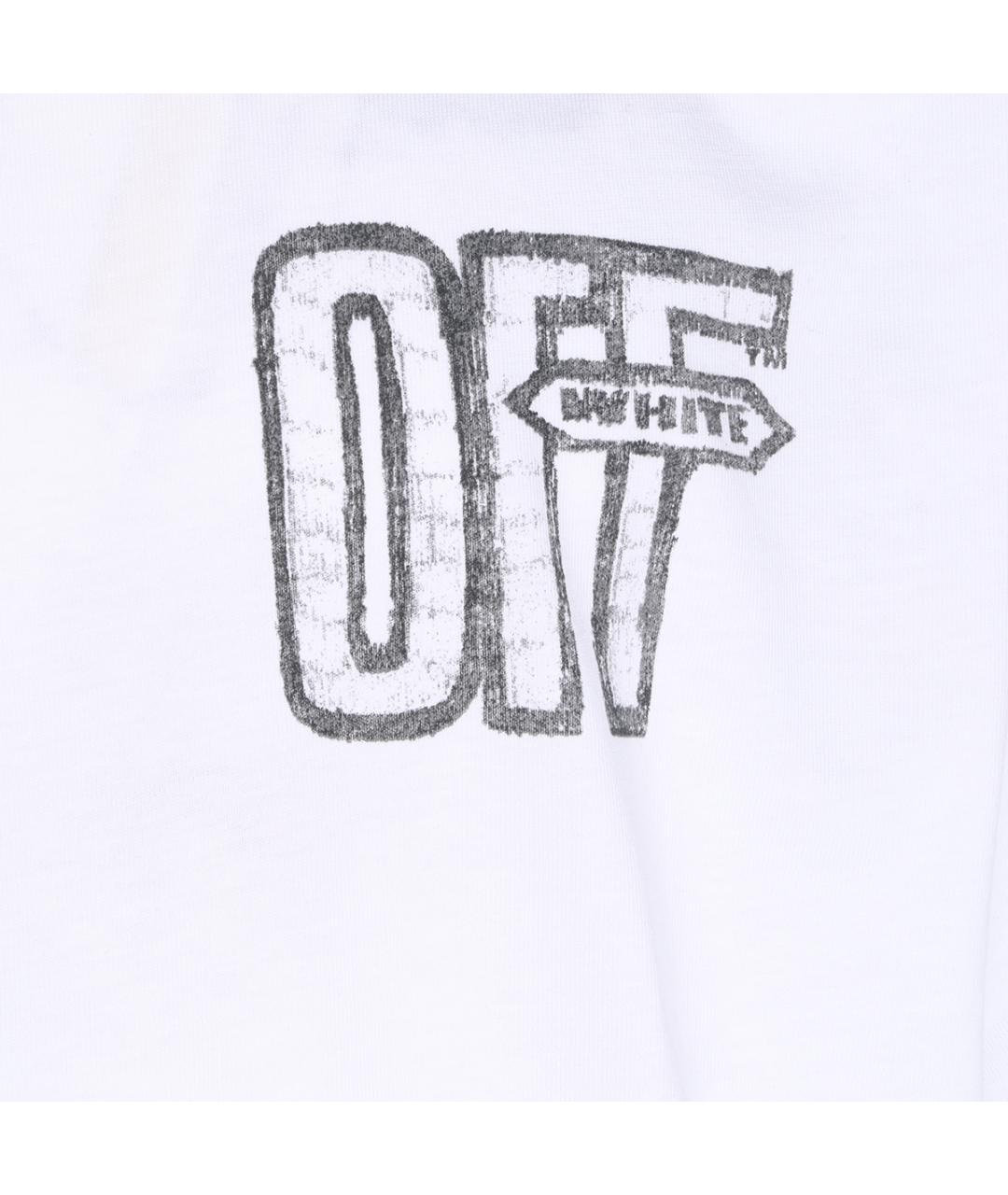OFF-WHITE Белая хлопковая футболка, фото 4