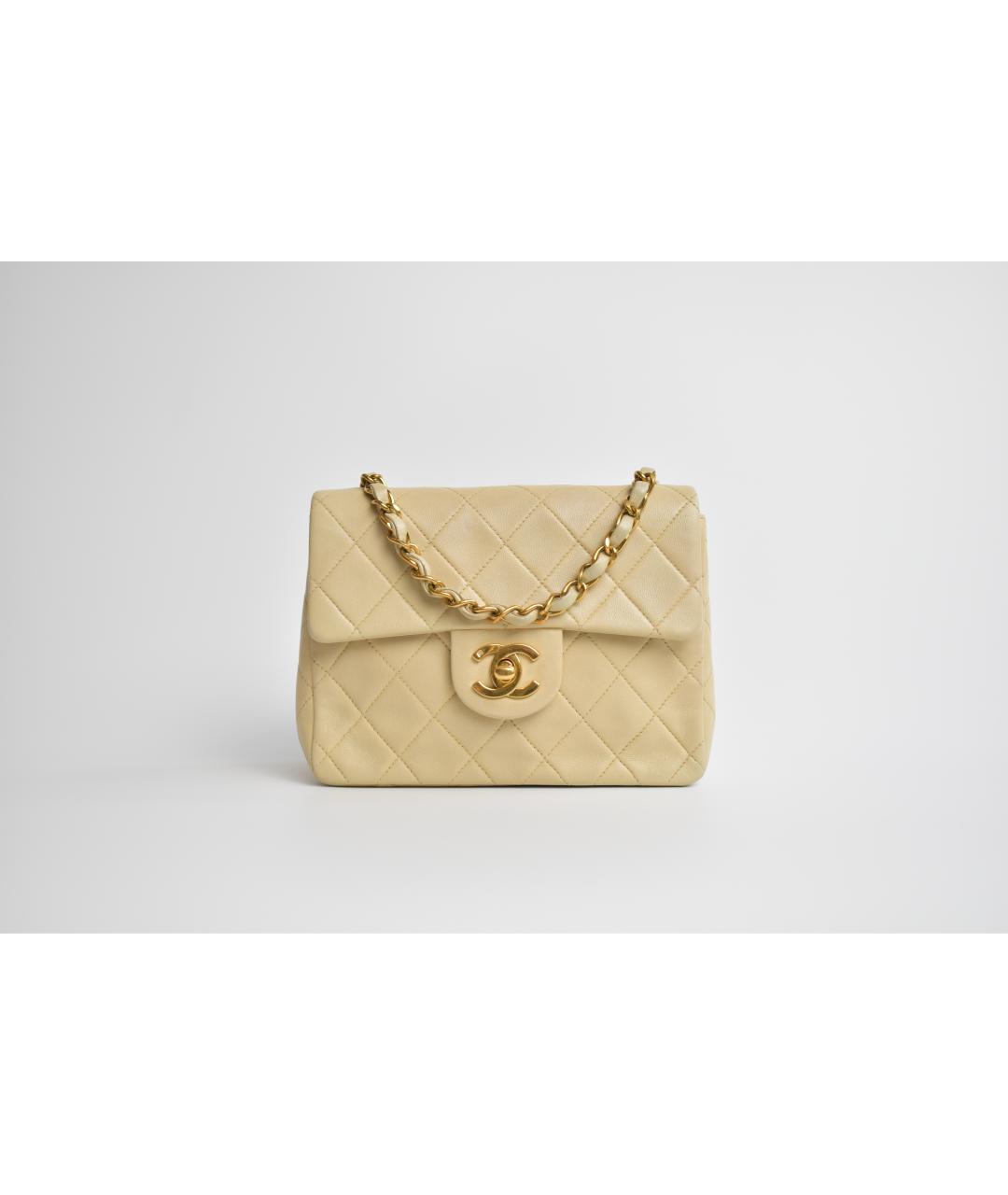 CHANEL Бежевая кожаная сумка через плечо, фото 10