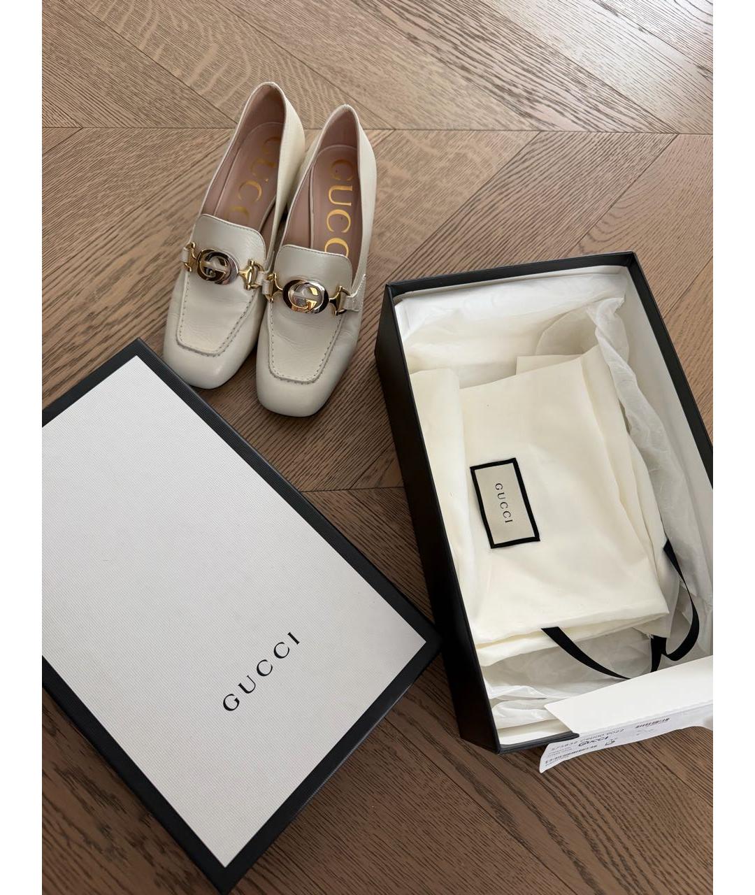 GUCCI Бежевые кожаные туфли, фото 3