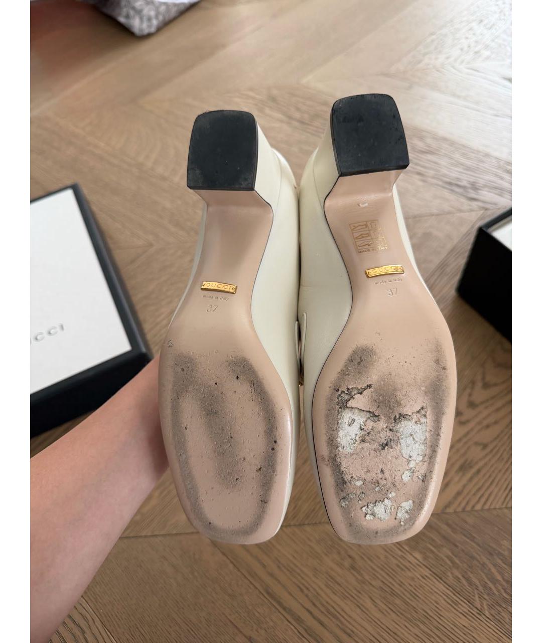 GUCCI Бежевые кожаные туфли, фото 5