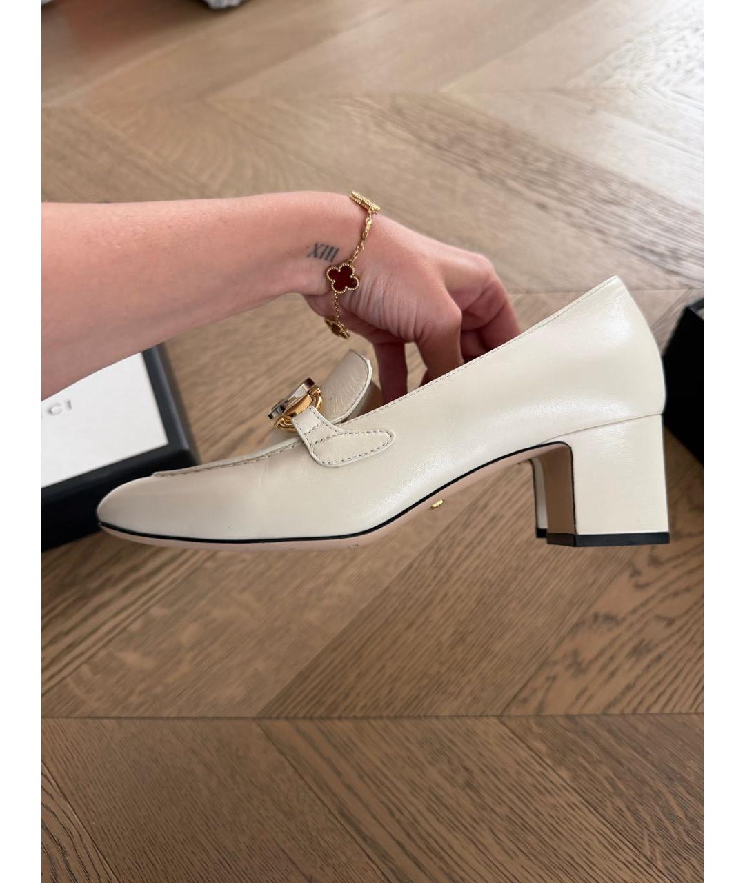 GUCCI Бежевые кожаные туфли, фото 6