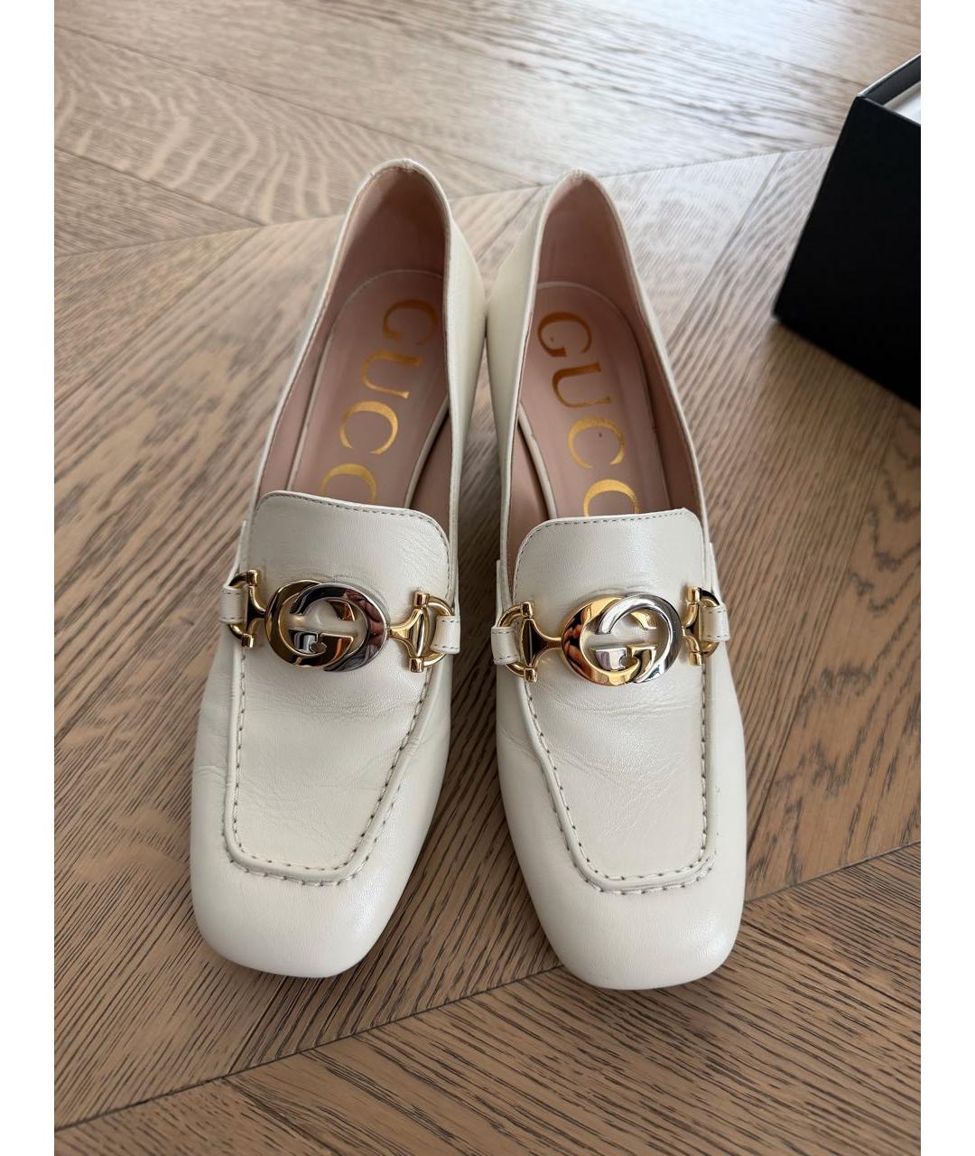 GUCCI Бежевые кожаные туфли, фото 2