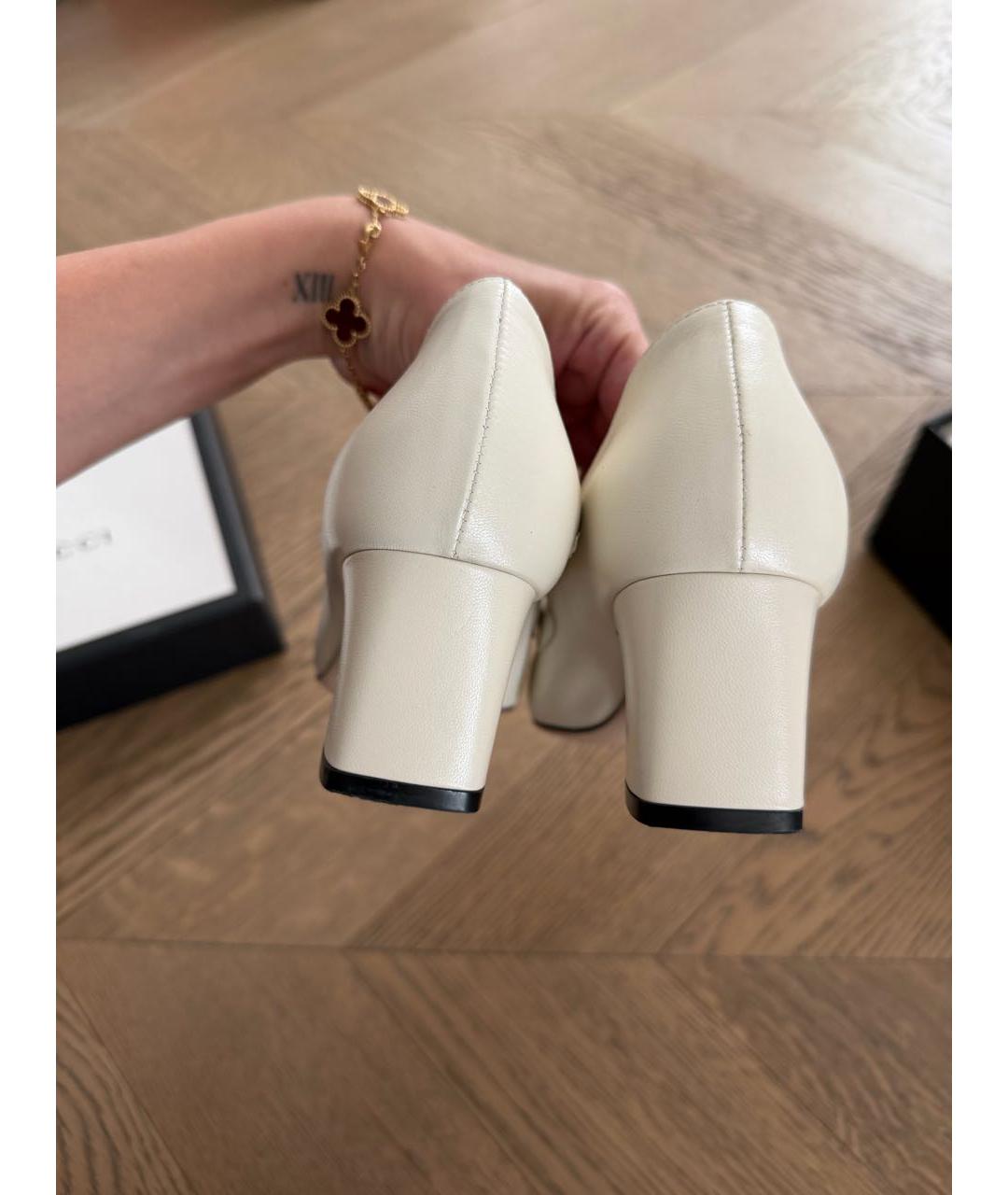 GUCCI Бежевые кожаные туфли, фото 4
