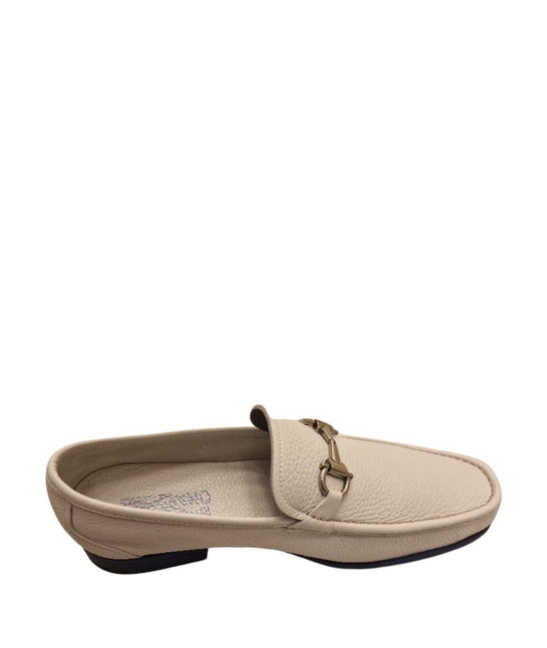 FERRAGAMO Белые кожаные лоферы, фото 1