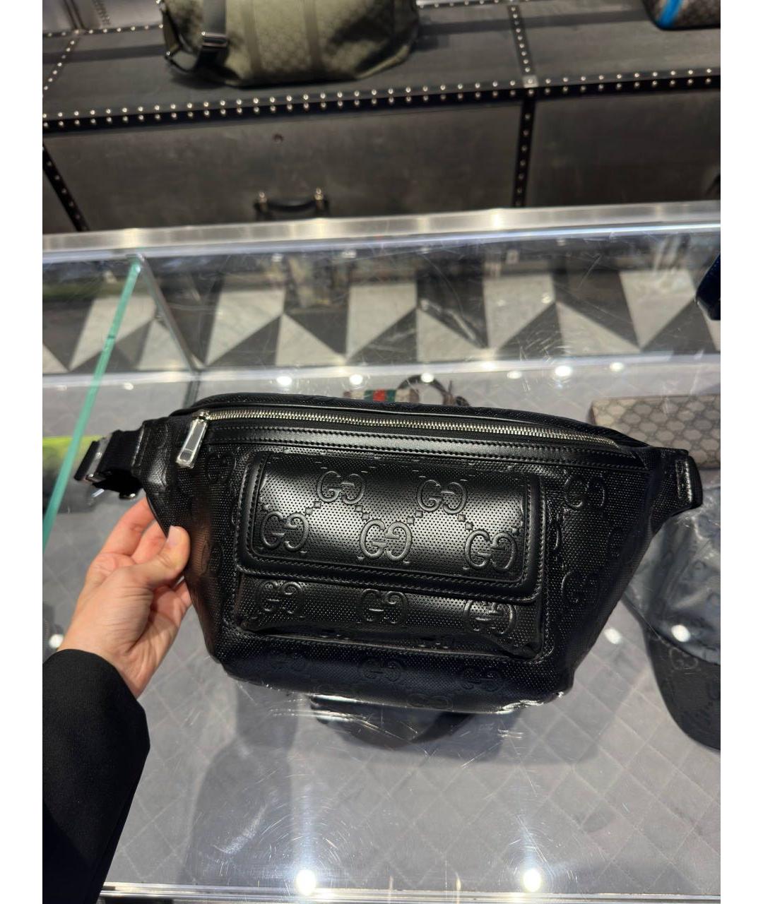 GUCCI Черная кожаная поясная сумка, фото 2