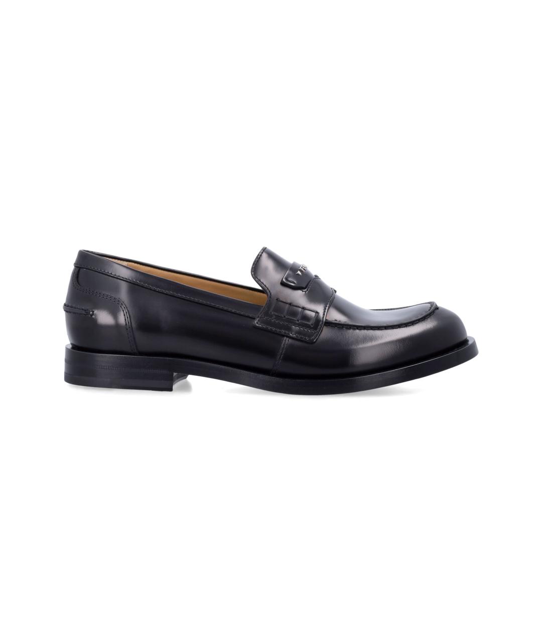 FENDI Черные кожаные лоферы, фото 1
