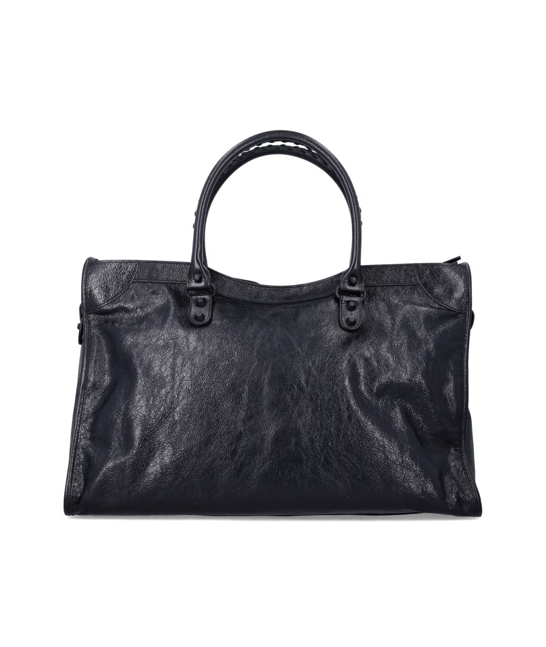 BALENCIAGA Черная кожаная сумка тоут, фото 2