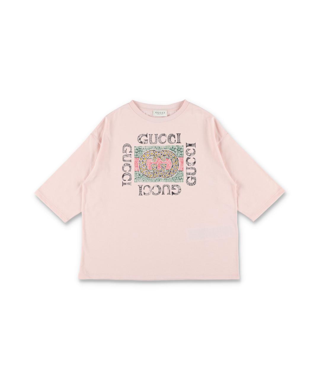 GUCCI Розовый хлопковый детская футболка / топ, фото 1