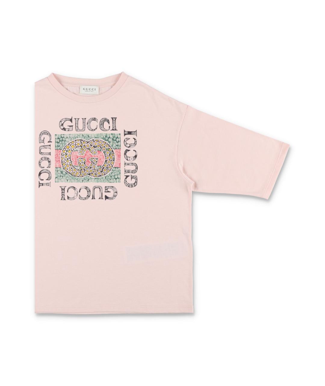 GUCCI Розовый хлопковый детская футболка / топ, фото 2