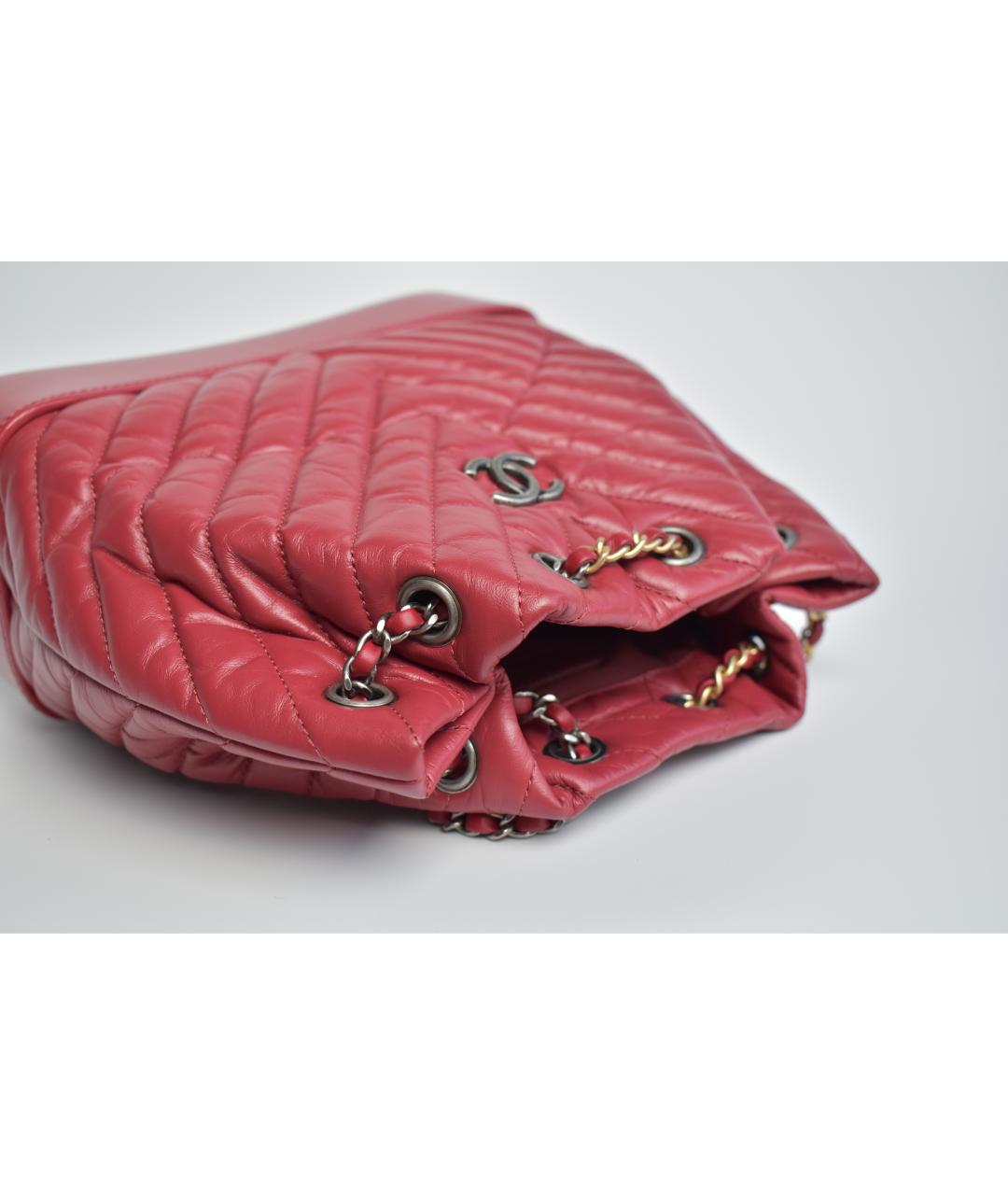 CHANEL Коралловый кожаный рюкзак, фото 8