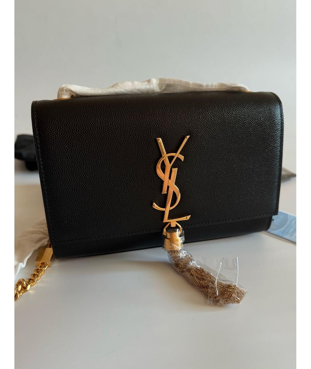 SAINT LAURENT Черная кожаная сумка через плечо, фото 3