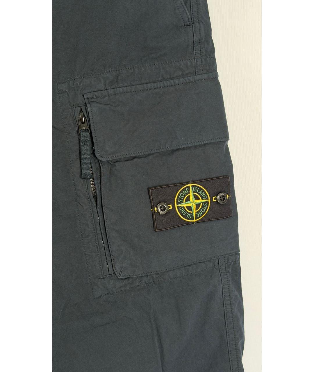 STONE ISLAND Темно-синие хлопковые повседневные брюки, фото 5