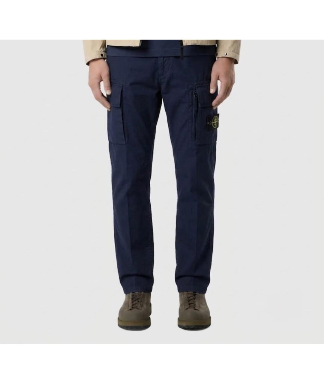 STONE ISLAND Темно-синие хлопковые повседневные брюки, фото 7