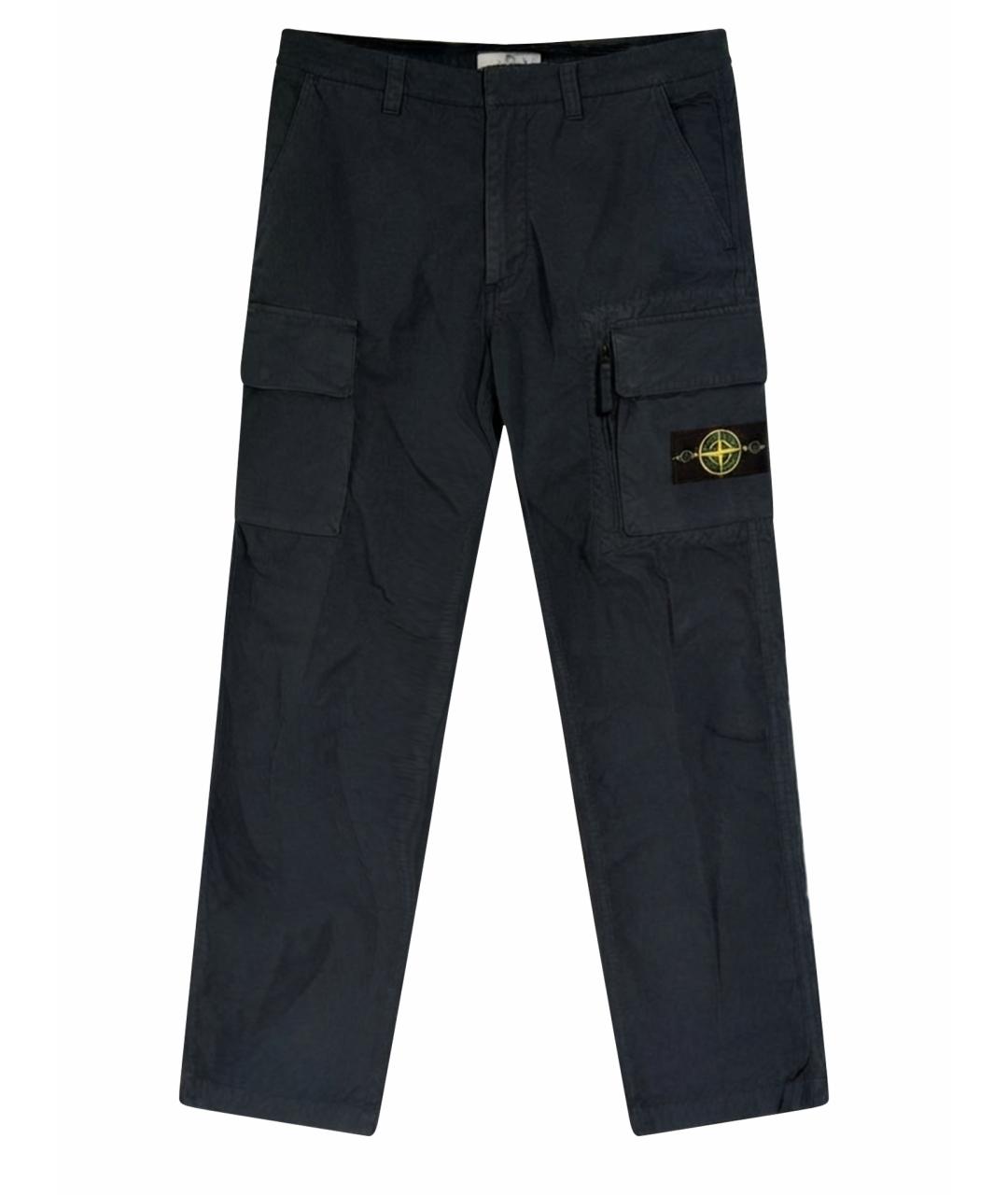 STONE ISLAND Темно-синие хлопковые повседневные брюки, фото 1