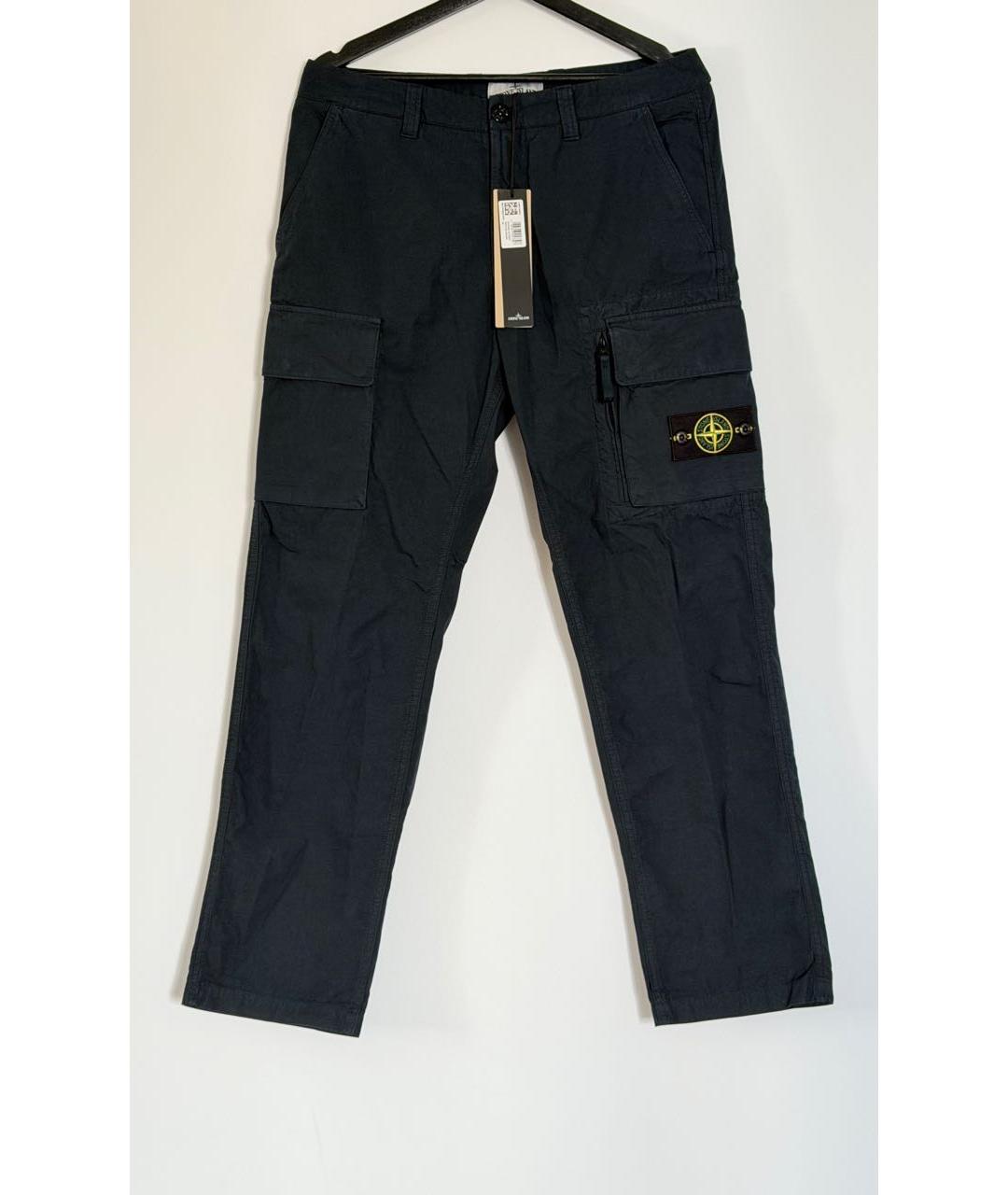 STONE ISLAND Темно-синие хлопковые повседневные брюки, фото 8