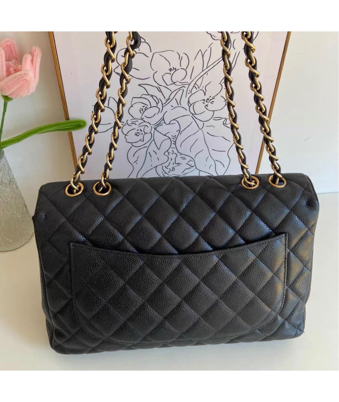 CHANEL Черная кожаная сумка тоут, фото 5