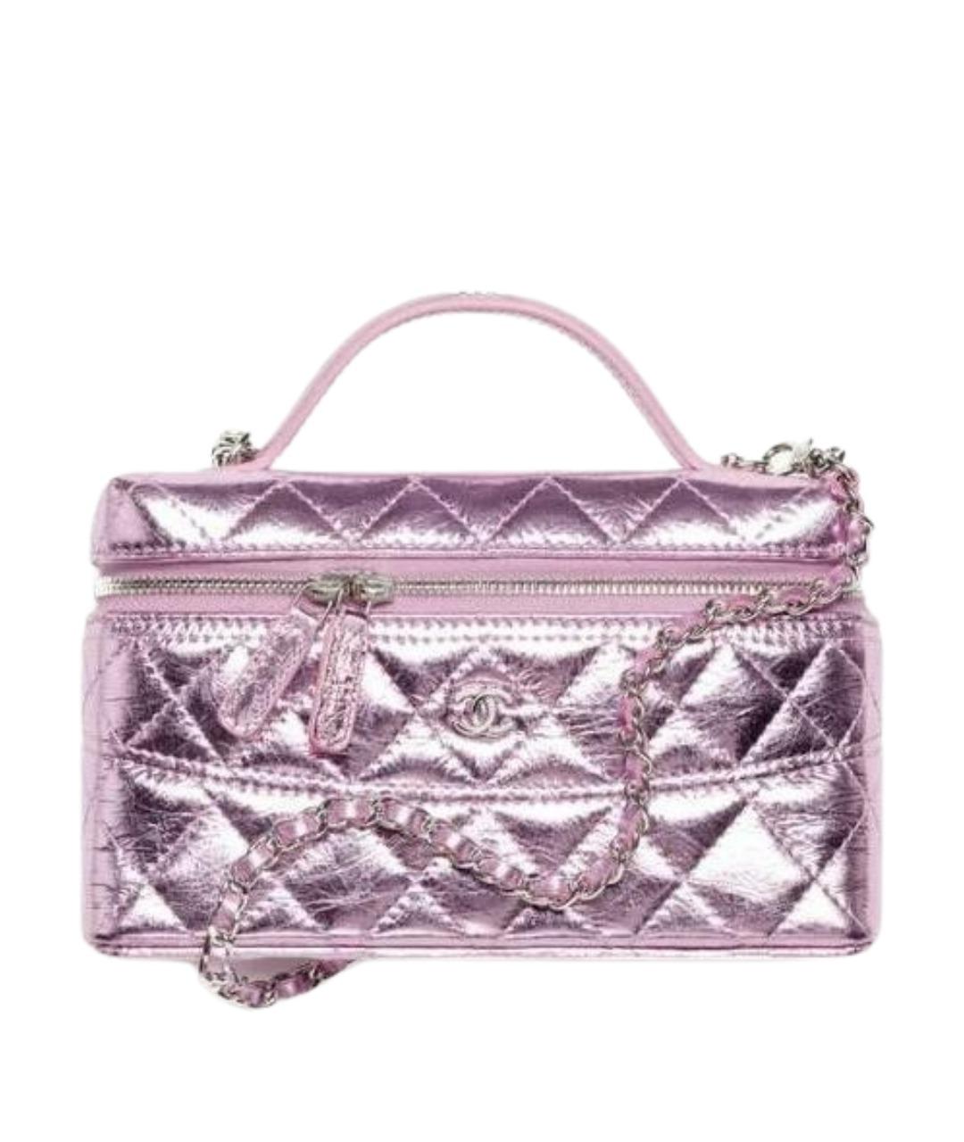 CHANEL Розовая кожаная сумка с короткими ручками, фото 6
