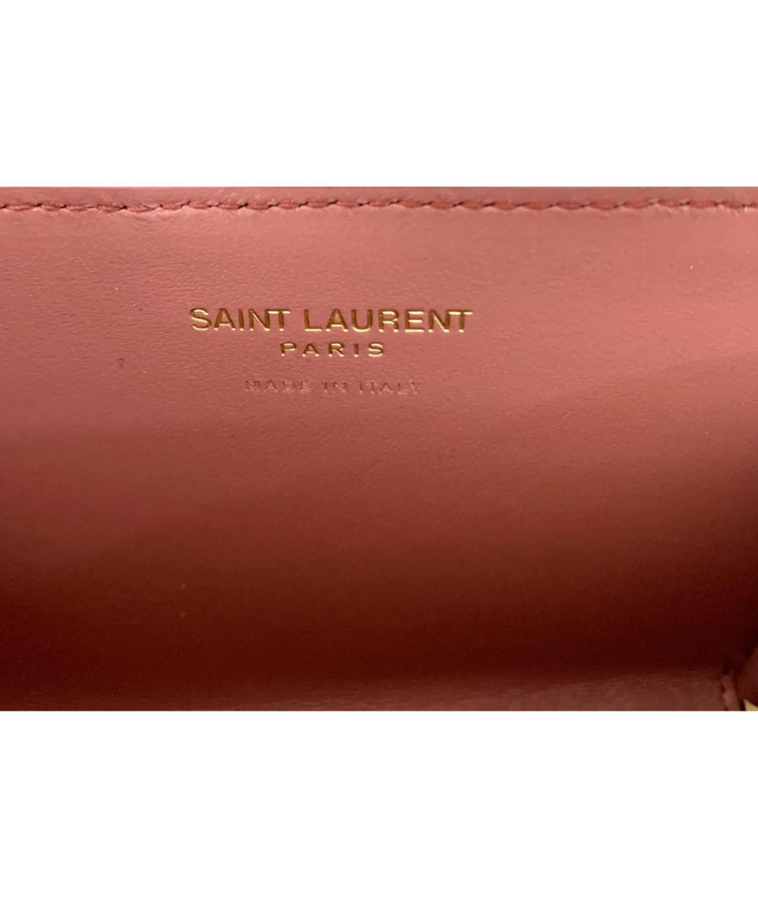 SAINT LAURENT Розовый кожаный кошелек, фото 5