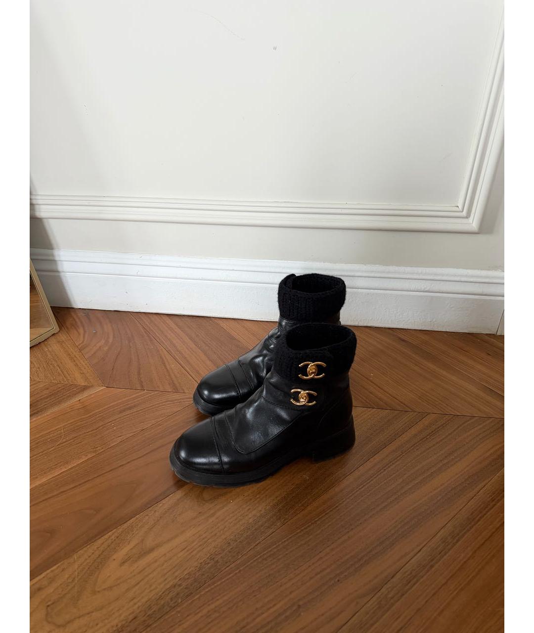 CHANEL Черные кожаные ботинки, фото 5