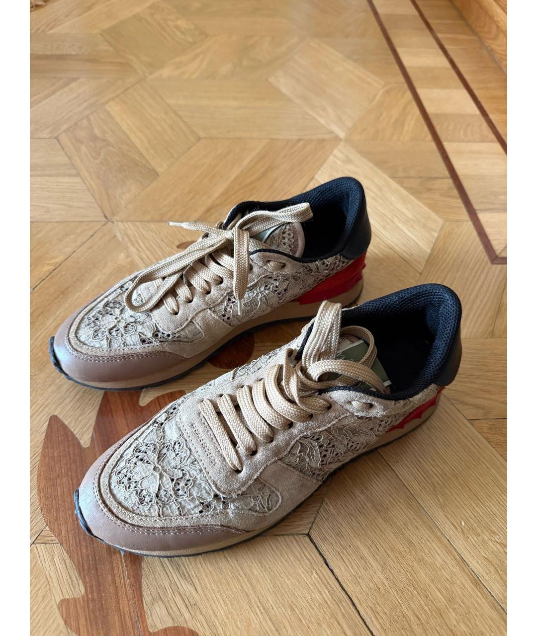 VALENTINO Бежевые текстильные кроссовки, фото 2