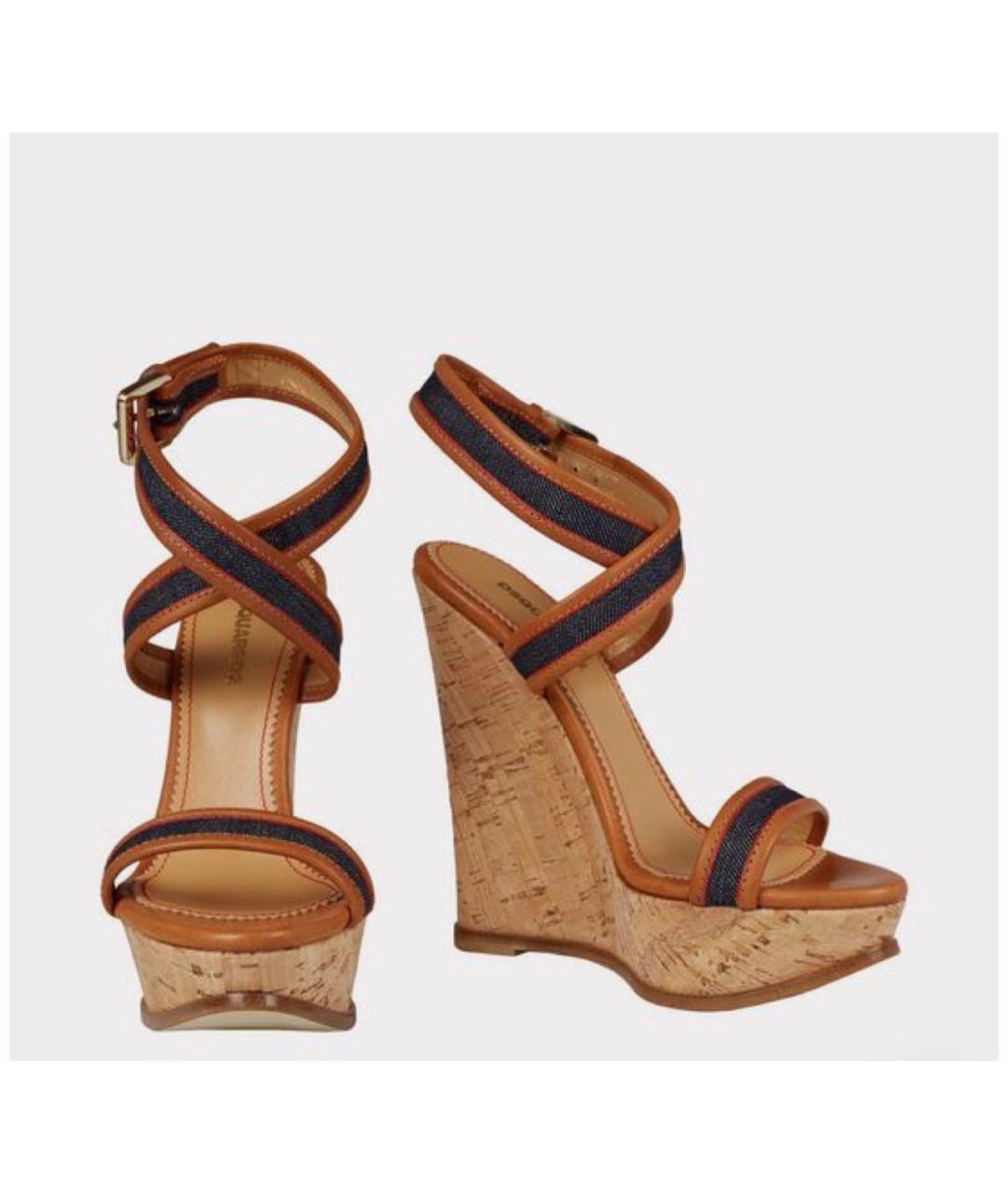 DSQUARED2 Коричневые кожаные босоножки, фото 5