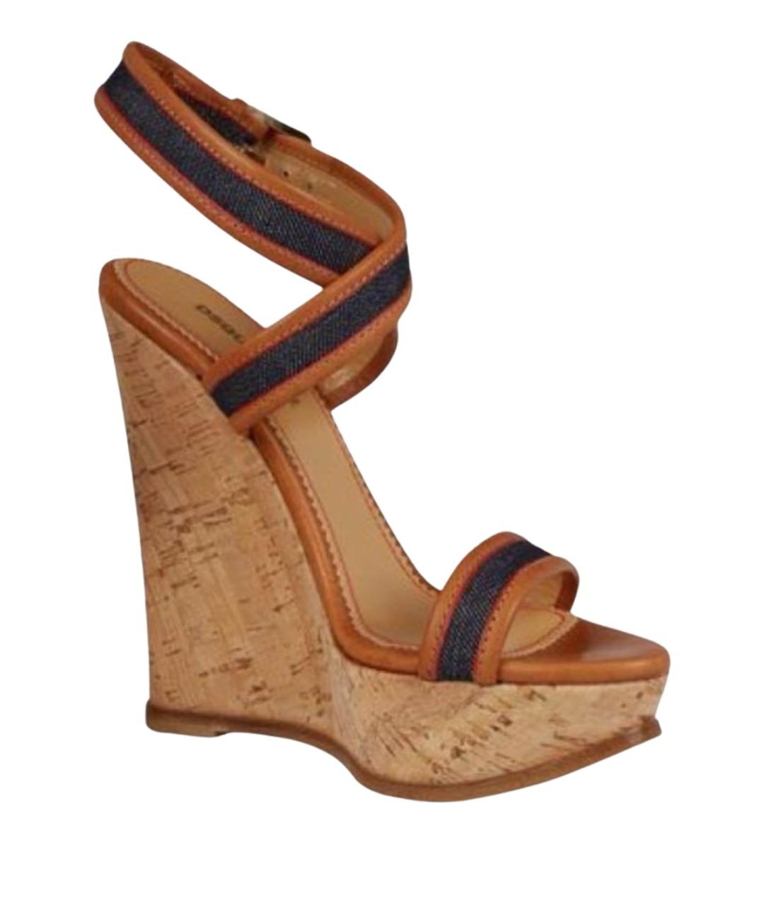 DSQUARED2 Коричневые кожаные босоножки, фото 1